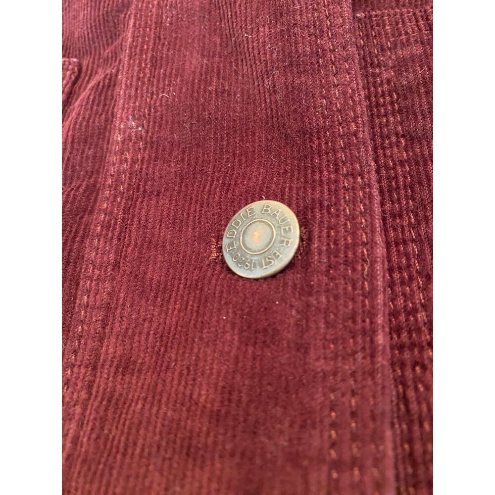 Eddie Bauer Corduroy Trucker Women's Jacket XL Burgundy Workwear Utility NWT - Picture 5 of 9